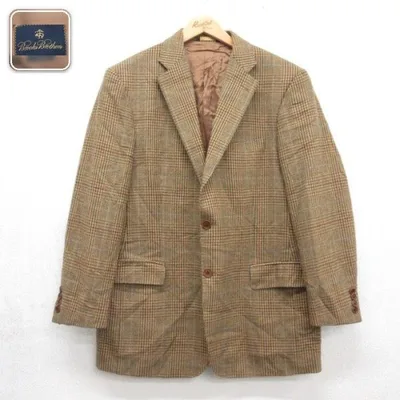 M/古着 Brooks Brothers ブルックスブラザーズ 長袖 ブランド テーラード ジャケット メンズ イタリア製 ブラウン チェック 26oct05
