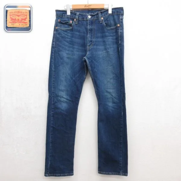 W34/古着 Levi's リーバイス メンズ ジーンズ 513 ヒゲ ネイビー デニム 26sep11