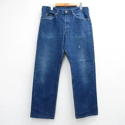 W36/古着 リー Lee パンツ メンズ 90年代 90s ジーンズ ヒゲ 5ポケット コットン USA製 ネイビー デニム 26oct02