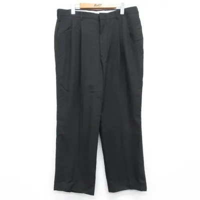W36/古着 HAGGAR パンツ メンズ 80年代 80s スラックス タック USA製 ブラック 26oct05