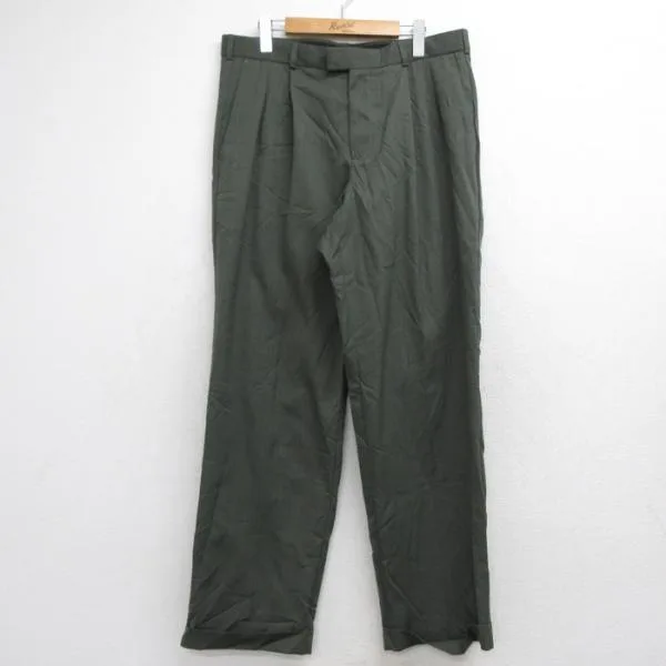 W35/古着 DOCKERS ドッカーズ パンツ メンズ スラックス ツータック グリーン 26oct07
