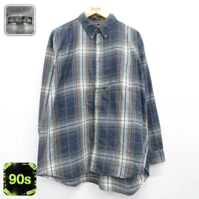 XL/古着 長袖 シャツ メンズ 90年代 90s フランネル ボタンダウン グリーン チェック 26aug20
