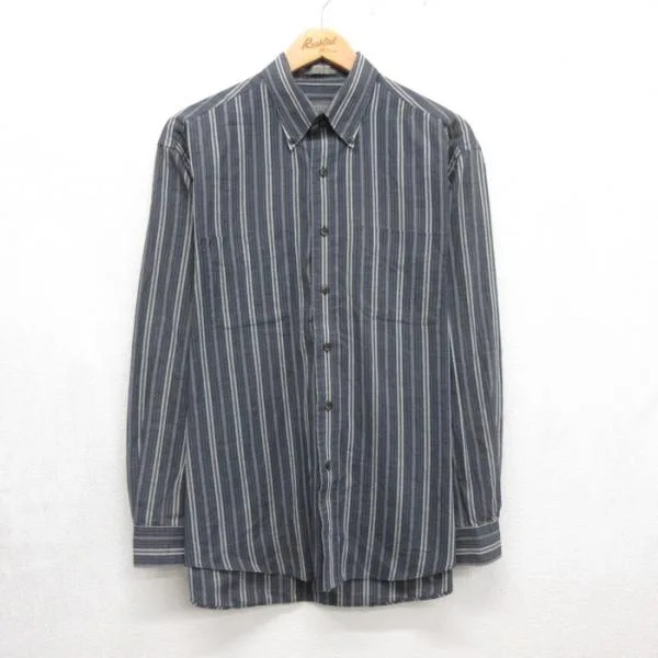 L/古着 VAN HEUSEN バンヒューセン 長袖 シャツ メンズ 00年代 00s ボタンダウン ストライプ ネイビー 26sep28