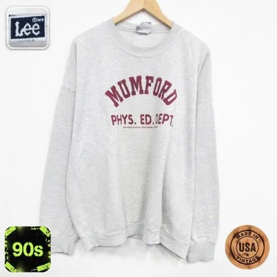 XL/古着 長袖 スウェット メンズ 90年代 90s MUMFORD クルーネック USA製 薄グレー 霜降り 25dec25