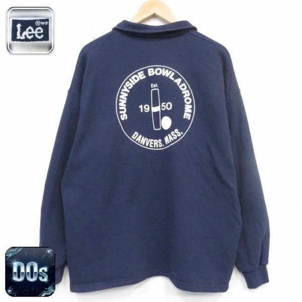 XL/古着 リー Lee 長袖 ハーフジップ スウェット メンズ 00年代 00s サニーサイド 大きいサイズ ネイビー 26aug12