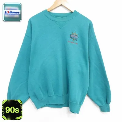XL/古着 ヘインズ 長袖 スウェット メンズ 90年代 90s クルーネック グリーン 26sep09
