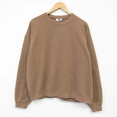 XL/古着 リー 長袖 スウェット メンズ 90年代 90s 無地 大きいサイズ クルーネック USA製 ブラウン 26sep30