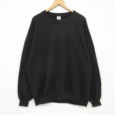 XL/古着 ジャージーズ 長袖 スウェット メンズ 90年代 90s 無地 大きいサイズ クルーネック USA製 ブラック 26sep30