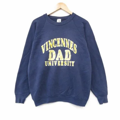 L/古着 フルーツオブザルーム 長袖 スウェット メンズ 90年代 90s DAD ラグラン クルーネック USA製 ネイビー 26oct01