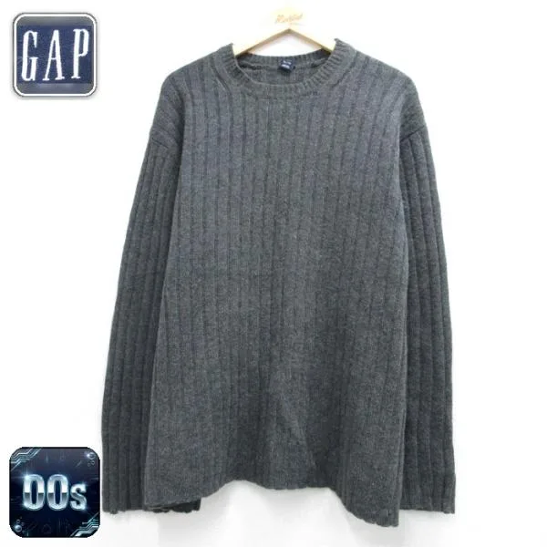 XL/古着 ギャップ GAP 長袖 セーター メンズ 00年代 00s リブ ニット ウール クルーネック グレー 霜降り 26oct08