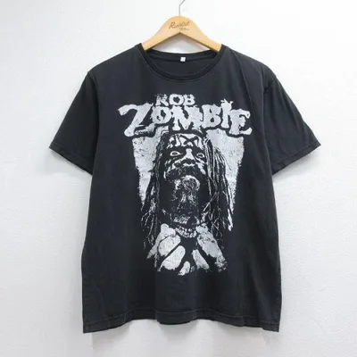 L/古着 半袖 ロック バンド Tシャツ メンズ ロブゾンビ クルーネック ブラック 26jul10