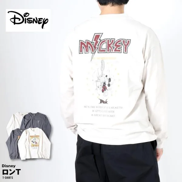 ミッキー ミッキーマウス ディズニー Disney ロック バンT バンドTシャツ 長袖 長そで Tシャツ メンズ レディース おしゃれ
