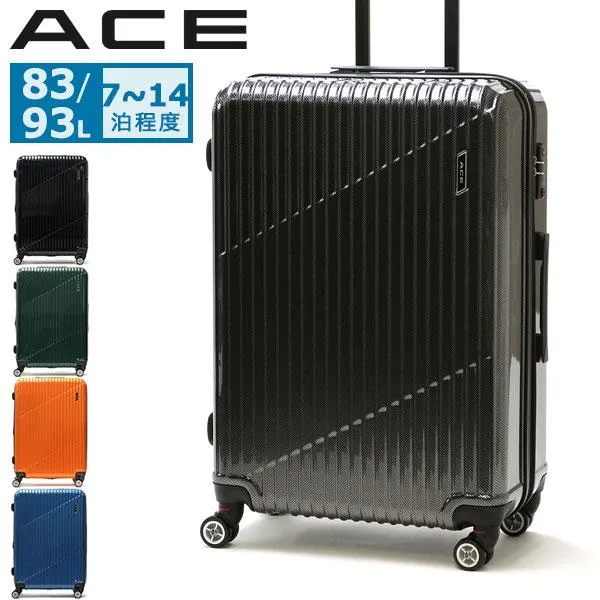 最大50%★10/11限定 特典付 正規品5年保証 エース スーツケース ACE クレスタ キャリーケース 軽量 ace 83L 93L 拡張 大型 大容量 双輪 TSロック 旅行 06318