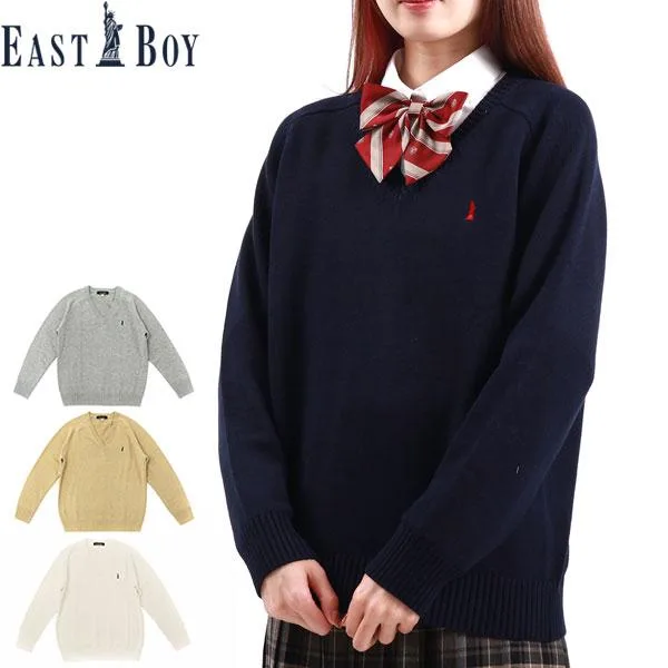 最大50%★10/18限定 イーストボーイ セーター EASTBOY プルオーバー2ndライン スクールセーター 制服 Vネック ニット 学生 女子 レディース 7226003 / 2226003