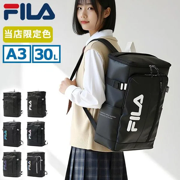 最大41%★10/28迄 フィラ リュック レディース メンズ 大容量 通学 FILA リュックサック ボックス型 大きめ 高校生 中学生 スクールバッグ 30L サイン 7762
