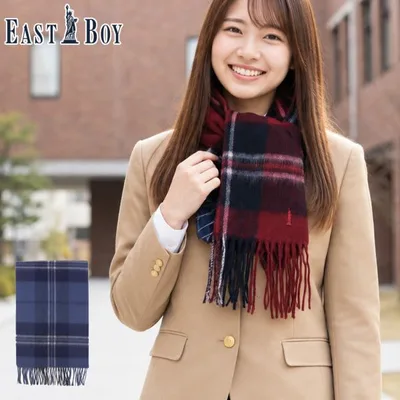 最大45%★10/18限定 イーストボーイ マフラー チェック レディース EASTBOY 学生 ブランド 秋冬 秋 冬 高校生 中学生 高校 ラムウール チェックマフラー 6209620