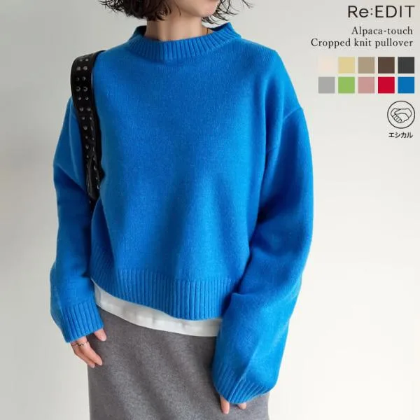 ニット トップス レディース 長袖 10色 M/L プルオーバー セーター クロップド丈 カラーニット 秋冬