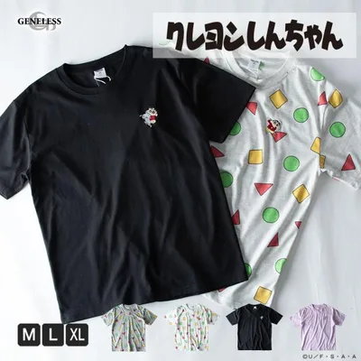 Tシャツ 半袖 クレヨンしんちゃん キャラクター 総柄 tシャツ 半袖tシャツ クルーネック 可愛い 男女兼用 刺繍 夏 全4色 6277-6530