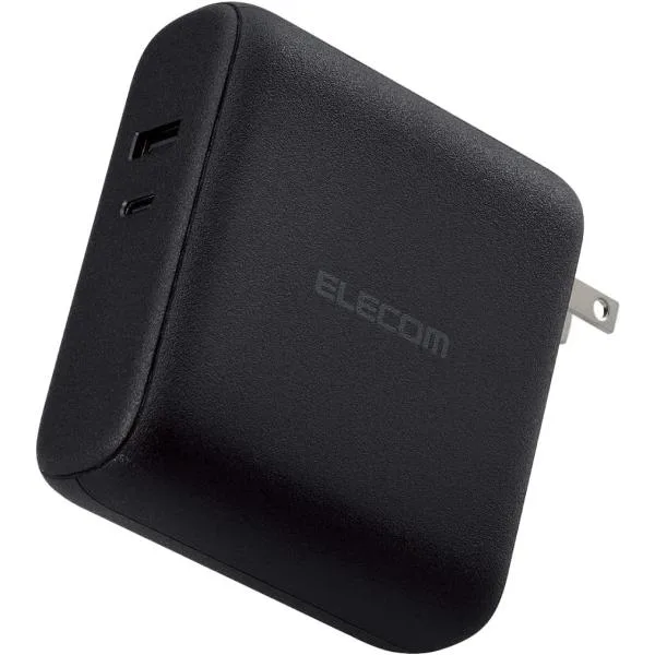 エレコム モバイルバッテリー コンセント一体型 10000mAh USB PD対応 20W出力 2ポート TypeC×1 USBA×1 iPhone16 Android SWITCH対応 ブラック DE-AC07-10000BK