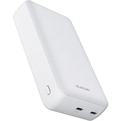 エレコム モバイルバッテリー 20000mAh 20W USB PD対応 2ポート Type-C ケーブル付属 iPhone iPad等対応 ホワイト DE-C52-20000WH