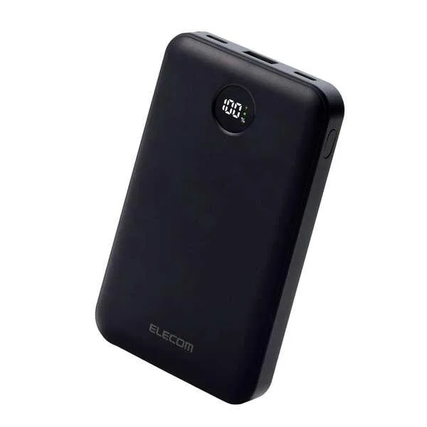 エレコム モバイルバッテリー 軽量 発火しない 残量表示機能付き 10000mAh 22.5W リチウムイオン電池 USB-C×2 USB-A×1 ブラック ELECOM DE-C76-10000BK