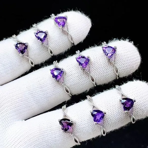 PROME 天然石 特別仕様品・限定品・再入荷不可・アメジスト・白銅指輪・フリーサイズ ・P10660