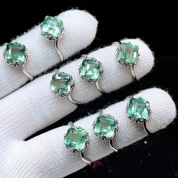 PROME 天然石 特別仕様品・限定品・再入荷不可・フーロライト・白銅指輪・フリーサイズ・P10699