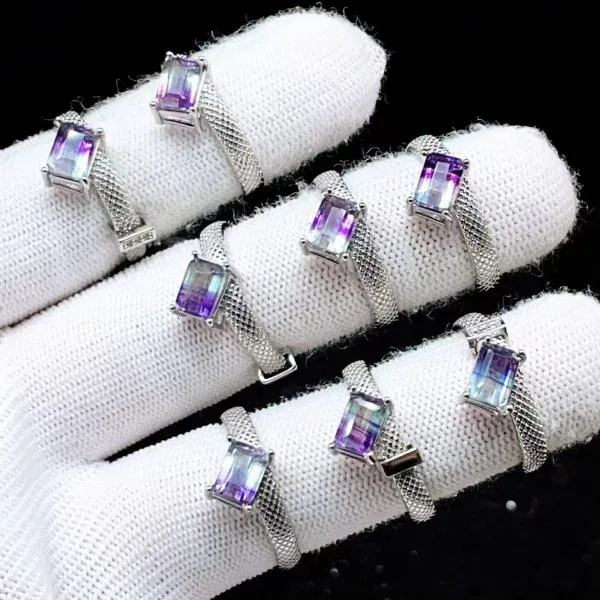 PROME 天然石 特別仕様品・限定品・再入荷不可・フーロライト・白銅指輪・フリーサイズ・P10767