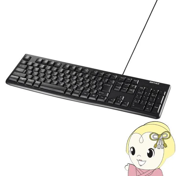 キーボード 有線 USB テンキー付 メンブレン バッファロー BSKBU100BK