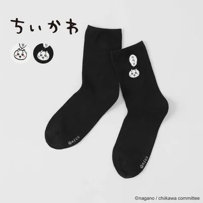 ちいかわ レディース ソックス ワンポイント ワワ!!ちいかわ 刺繍 クルー丈 靴下 キャラクター アニメ 最短翌日発送 03197021