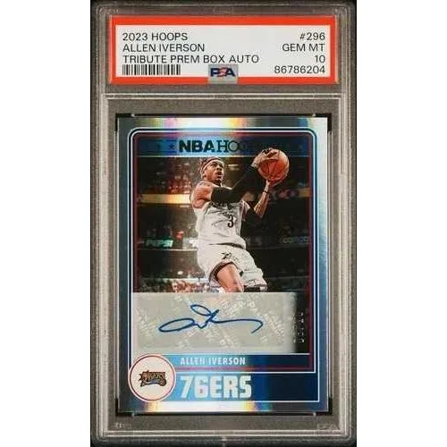 2023 Panini Hoops Allen Iverson #296 tribute プレミアムボックスオート/10 PSA 10 pop 1-