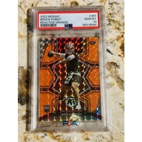 2022 MOSAIC Prizm BROCK PURDY (RC) REACTIVE ORANGE PSA 10 Gem Mint Perfect