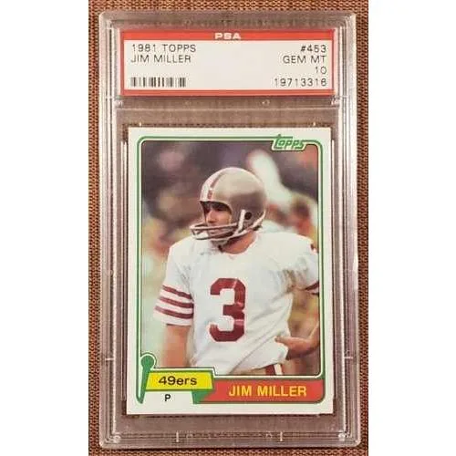 1981 Topps #453 ジム・ミラー サンフランシスコ・フォーティナイナーズ フットボールカード PSA 10 ジェムミント RC