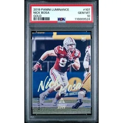 2019 Luminance Nick Bosa SF 49ers Gold RC #67/275 PSA 10 Gm Mt #116669524 POP 1!