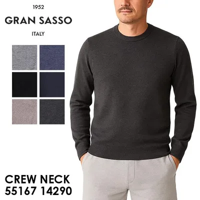 今ならポイント超還元 【並行輸入品】 グランサッソ Gran Sasso ニット セーター クルーネック CREW NECK 55167 14290 メンズ 無地 ウール バレンタイン