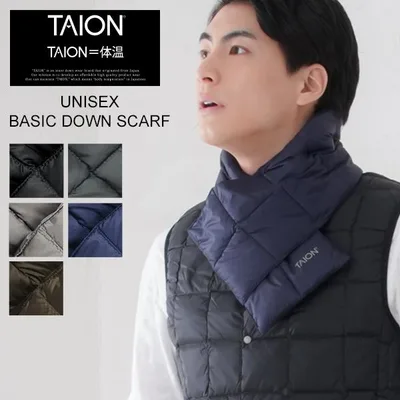 タイオン TAION ベーシック ダウンマフラー ユニセックス TAION-201A 保温 防寒 薄手 シンプル 定番