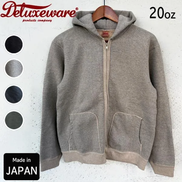 DELUXEWARE デラックスウェア 【 SPZ-00 】20oz FULLZIP PARKA PLAIN フルジップパーカー 裏起毛 アメカジ 無地 フーデッドパーカー 綿100% 純国産 定番