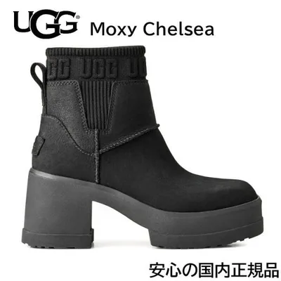 2026FW【安心の国内正規品】 1171475 UGG アグ レディース モクシー チェルシー Moxy Chelsea 【BLACK】 ugg 厚底 ブラック ブルックリン レザー 耐水
