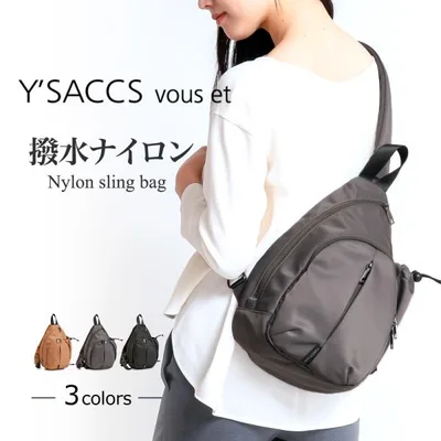 ボディバッグ レディース メンズ Y'SACCS vous et イザック ヴーエ ナイロン 大容量 撥水 軽量 ワンショルダー スリングバッグ きれいめ おしゃれ 大きめ 旅行