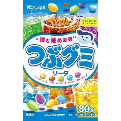 送料無料 春日井 つぶグミ ソーダ 80g×6袋 ネコポス