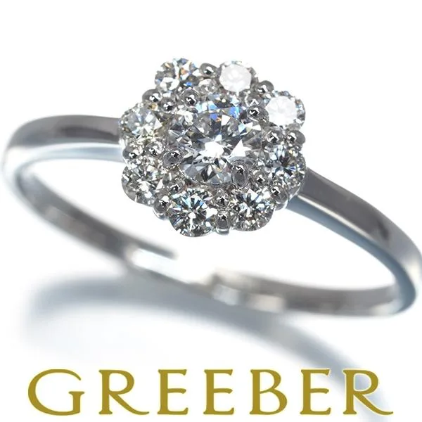ダイヤ ダイヤモンド 0.212ct/0.27ct フラワー リング Pt900 指輪 GENJ 大幅値下げ品