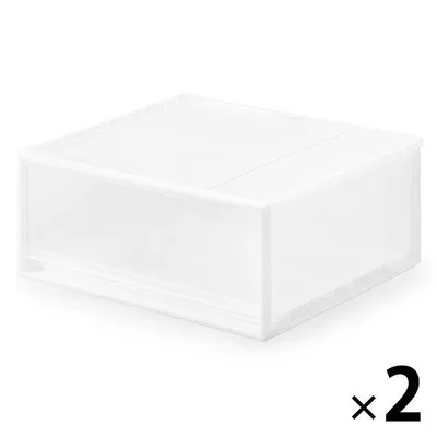 無印良品 ポリプロピレン 収納ケース ワイド 中 約幅55×奥行44.5×高さ24cm 1セット(1個×2) 良品計画(イチオシ)