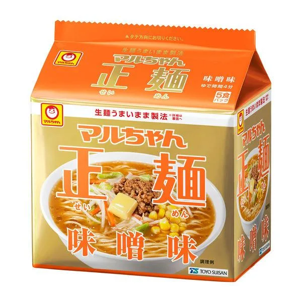 東洋水産 マルちゃん正麺 味噌味 袋麺 1パック(5食入)インスタントラーメン 袋ラーメン