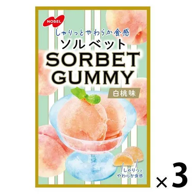 グミ 食べきりサイズ ソルベットグミ 白桃味 50g 1セット(1個×3) ノーベル