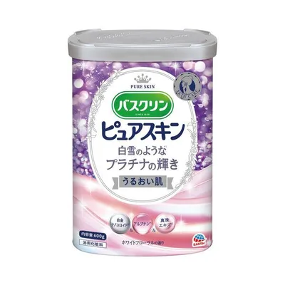 入浴剤 にごり湯 粉末 バスクリン ピュアスキン プラチナの輝き ホワイトフローラルの香り 600g 1個 スキンケアタイプ にごり 保湿成分