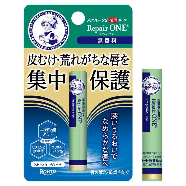 メンソレータム 薬用リップ リペアワン 無香料 2.3g SPF25・PA++ ロート製薬