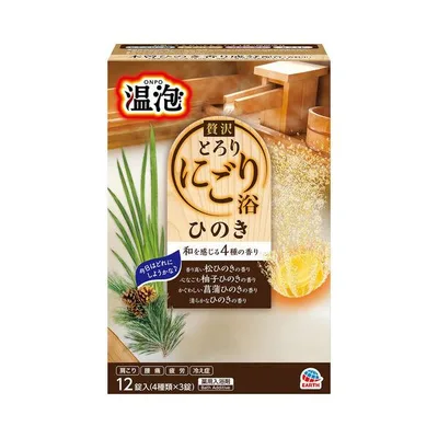 入浴剤 炭酸 アソート 温泡 贅沢とろり にごり浴 ひのき 1箱(4種×3錠入) にごりタイプ 詰め合わせ 個包装 アース製薬