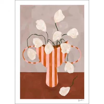 THE POSTER CLUB x Frankie Penwill | White Flowers in Striped Vase | 30x40cm アートポスター 北欧 デンマーク