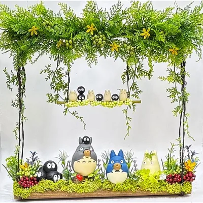 ジブリグッズ フラワーギフト となりのトトロ「森の吊り橋 響けオカリナの音」ジブリ風 手作り ミニ