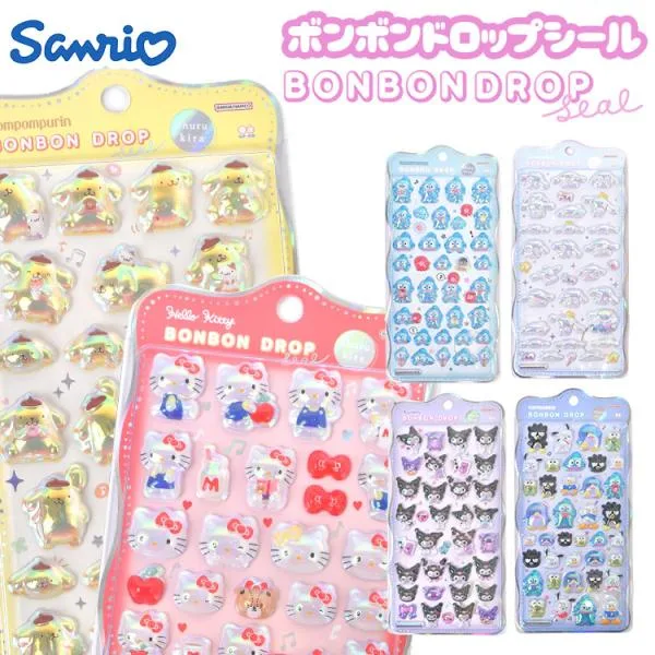 ボンボンドロップシール サンリオ churukira ポムポムプリン ハローキティ クロミ シナモロール ポチャッコ